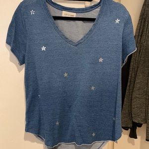 CLOTH AND STONE blue star v neck top